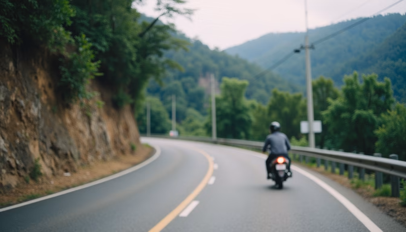 Quiet morning mountain road on day two of a 2 days in Pai itinerary (illustration)