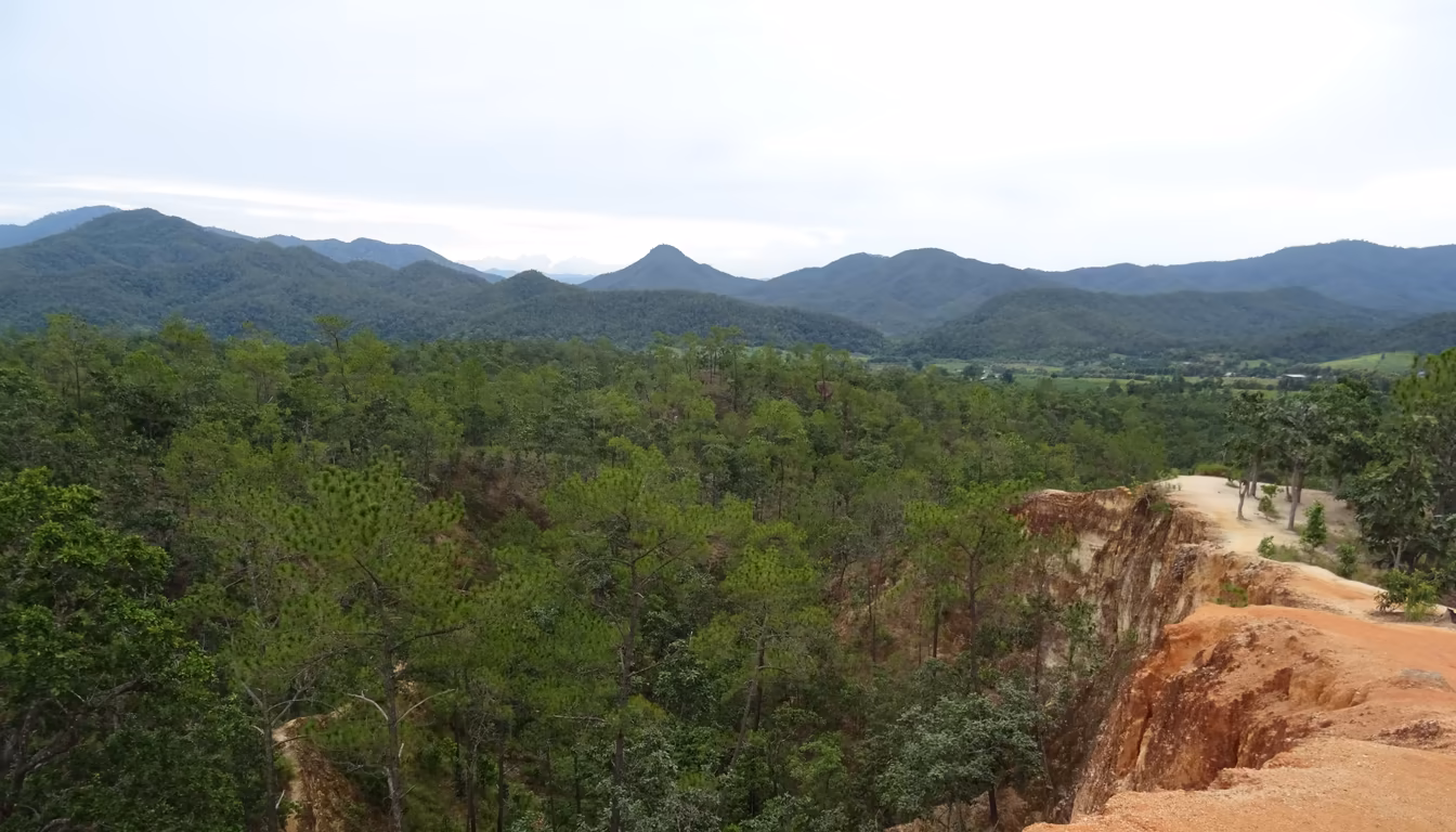 Pai Canyon ridges on the southern loop, a key stop when getting around Pai by scooter