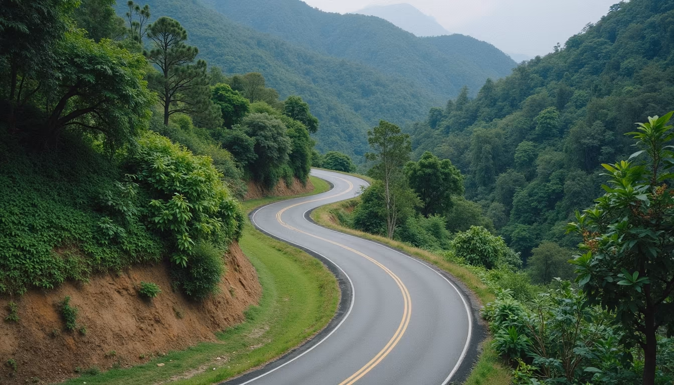 Winding 762-curve mountain road to Pai, the main safety concern for travelers asking is Pai safe (illustration)
