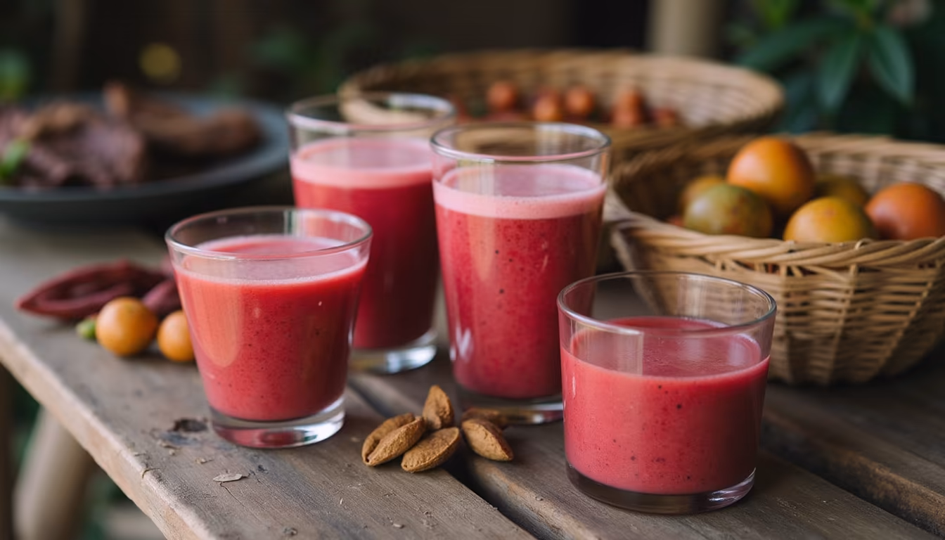 Farm table with roselle juice and home-grown produce, a stop like Land Split Pai (illustration)