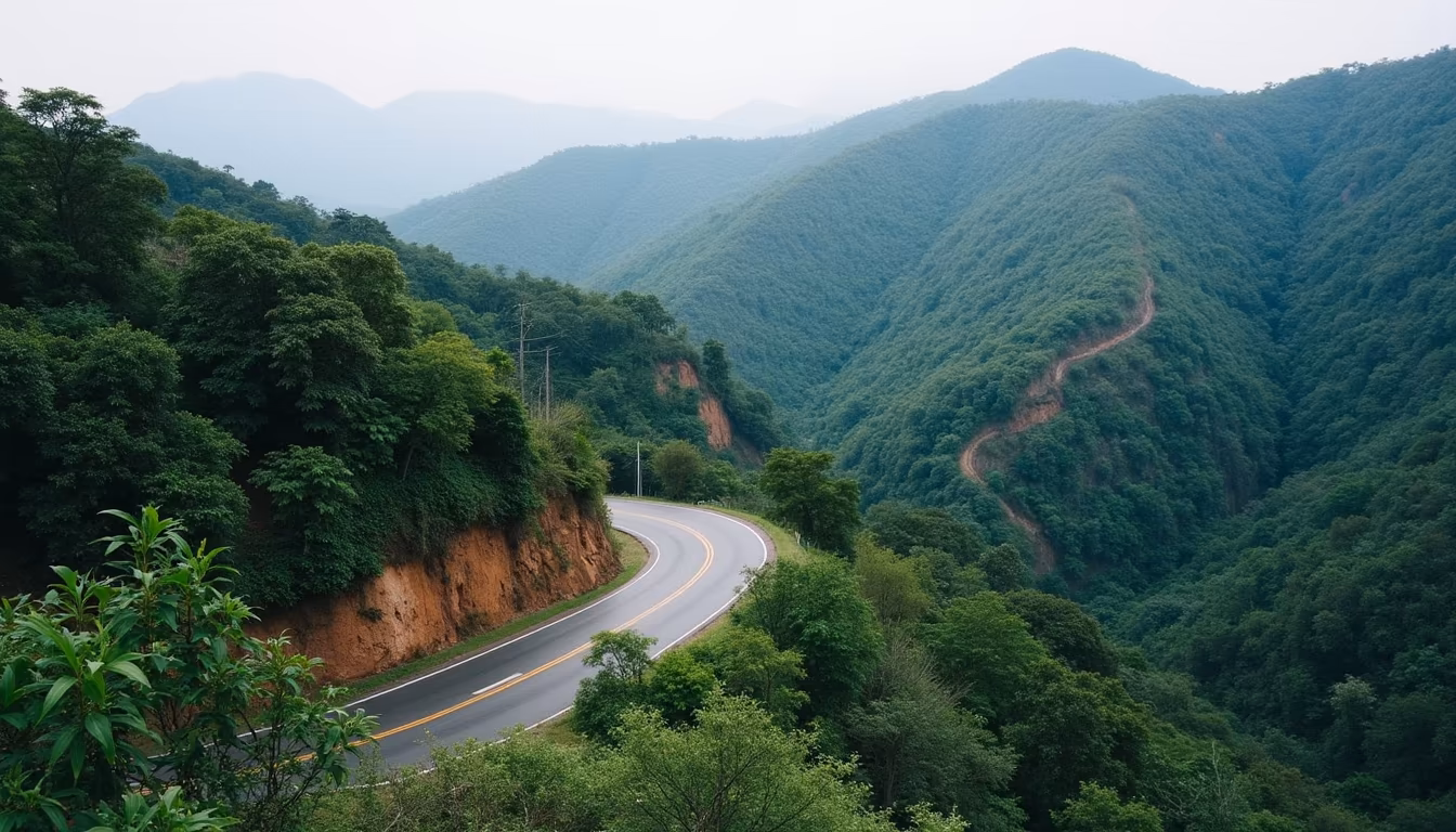 Winding 762-curve road from Chiang Mai, the cheap route for pai backpacking travellers (illustration)