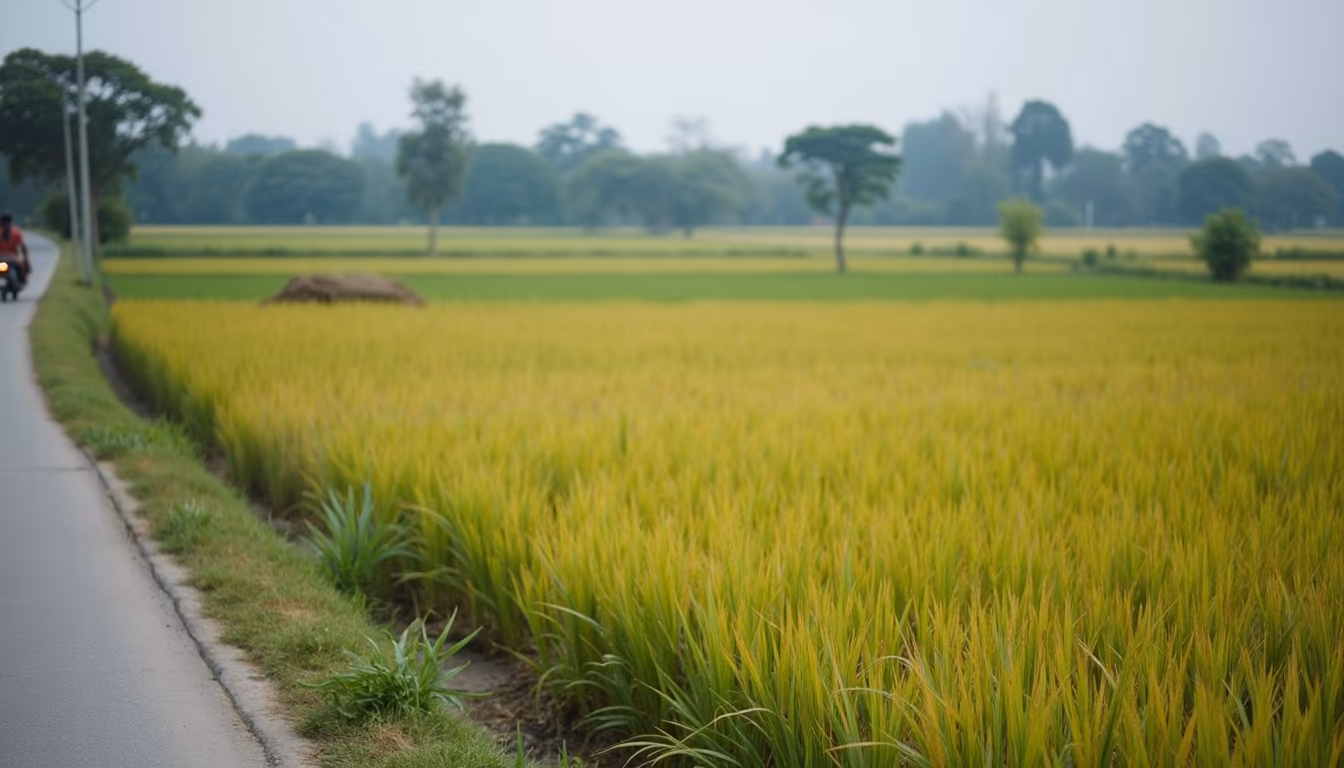 Golden rice fields in the cool season for a first-time pai travel guide (illustration)