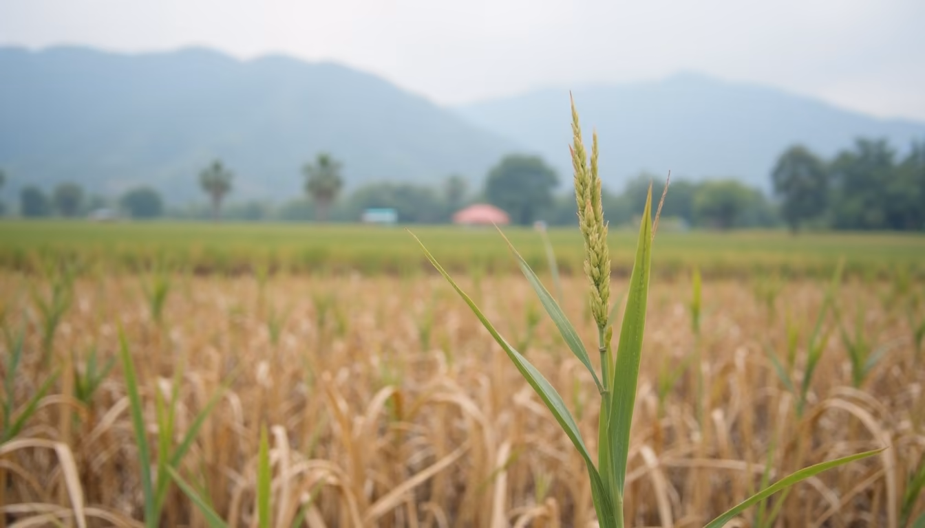 Warm hazy hills around Pai in early hot season, March (illustration)
