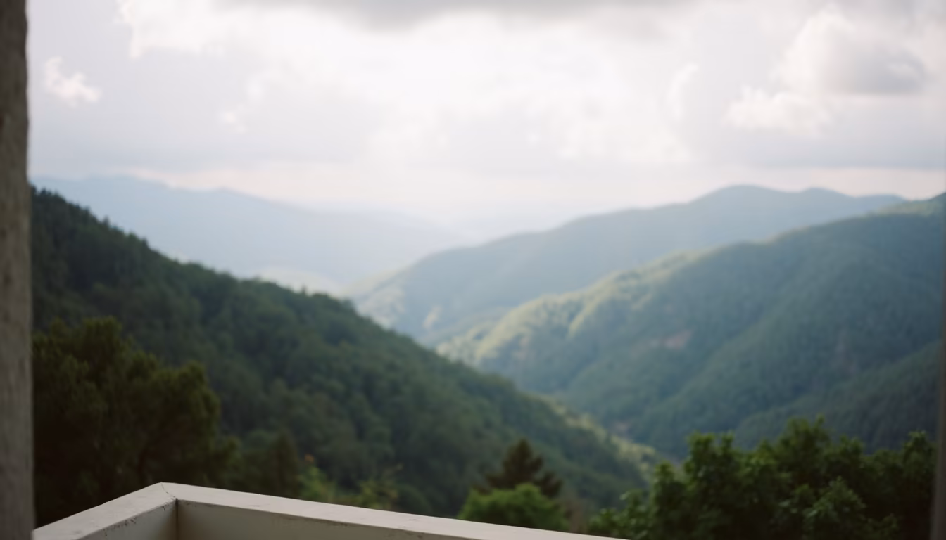 Hillside room with open mountain horizon at a pai mountain view hotel (illustration)