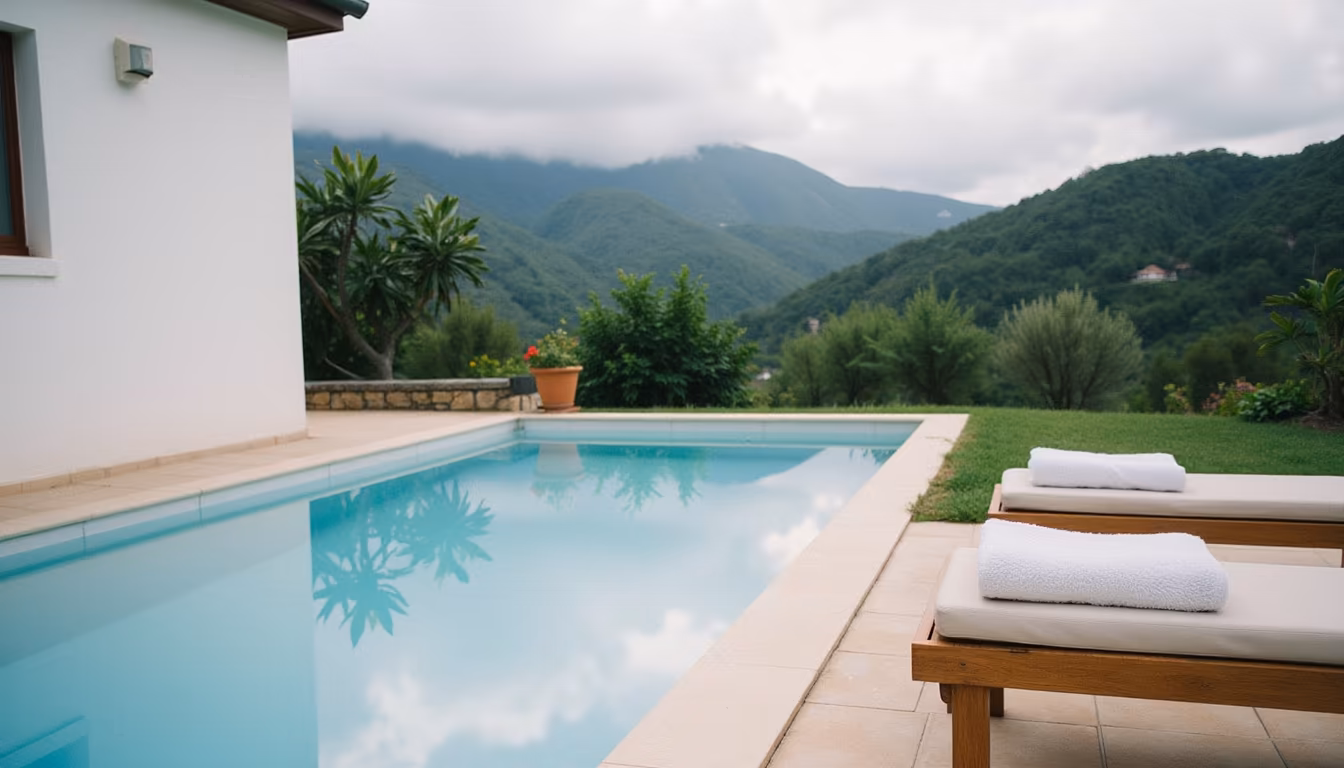 Private pool beside a villa terrace for a pai pool villa stay (illustration)