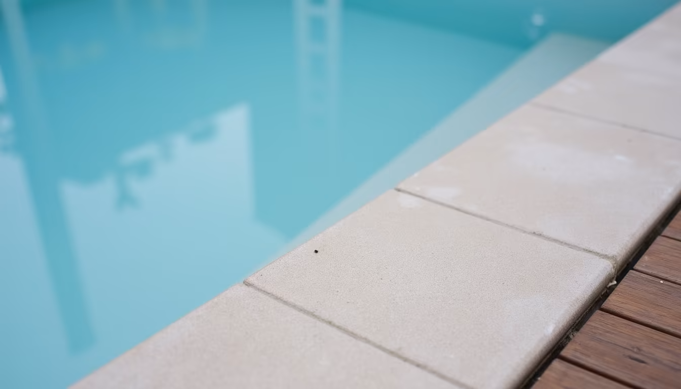 Close detail of a real pool edge to check before booking a pai pool villa (illustration)