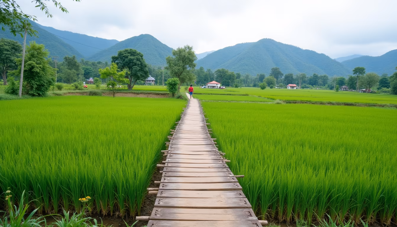 the spot over the river illustrating the pai vs chiang mai mountain-town setting (illustration)