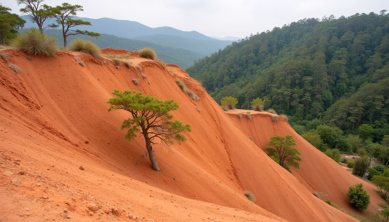 Narrow eroded ridges of the spot at sunset, the sunset stop on a perfect one-day Pai itinerary (illustration)