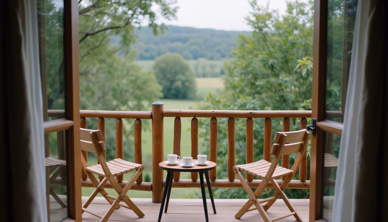 Private countryside room deck for a romantic hotel pai stay (illustration)